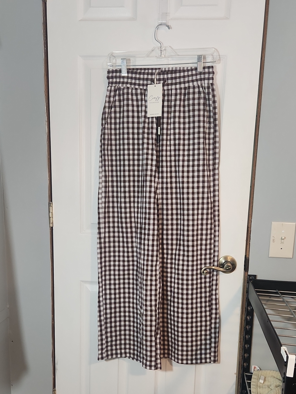 Cozy Brown & White Gingham Women's Pajama Pants